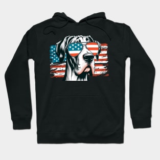 Great Dane Patriotic Sunglasses American Flag 4th of July Hoodie